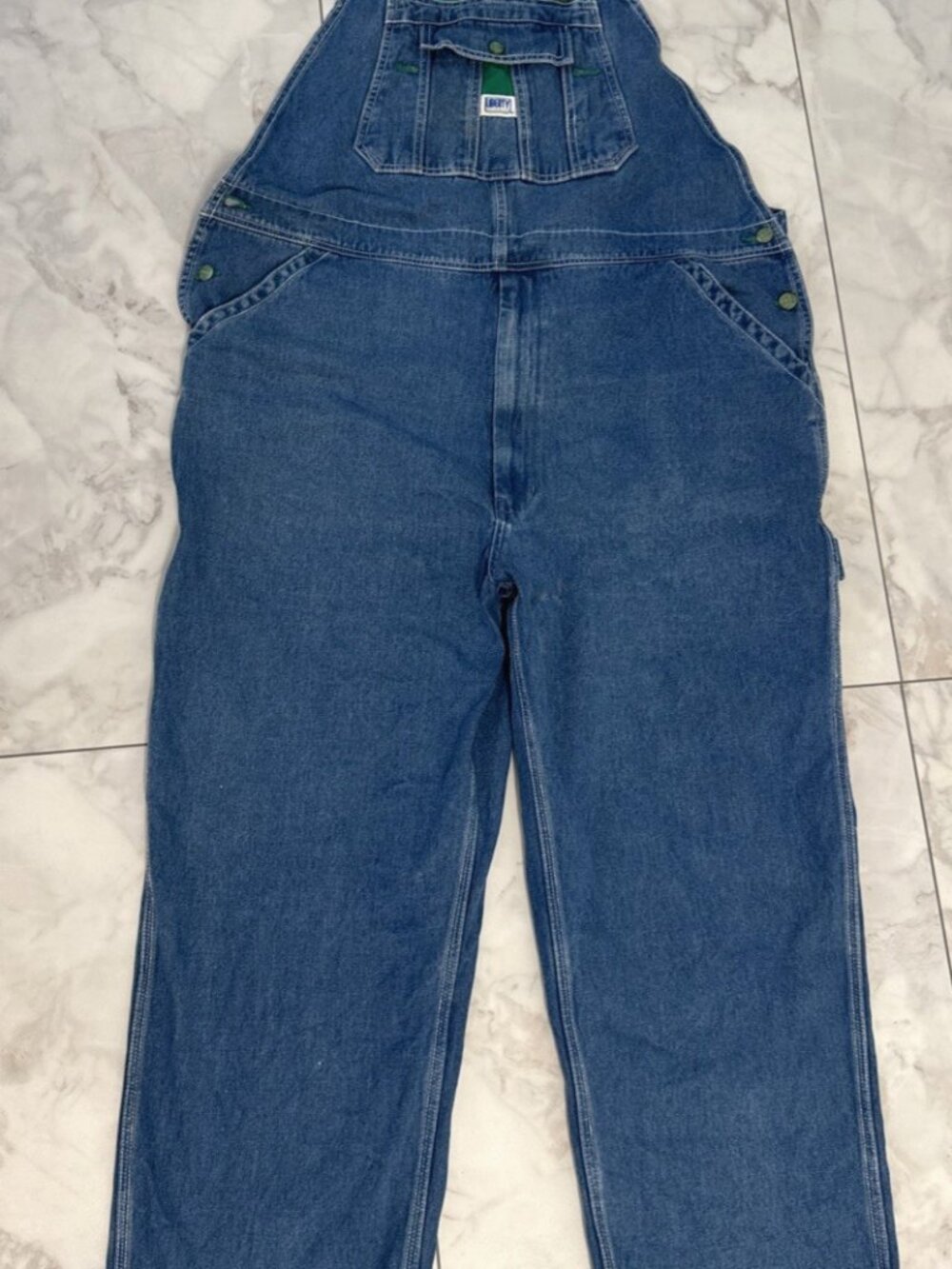 Liberty Overalls Mens 44x30 Blue Jean Bibs Workwear Utility Denim Farmer Hippie